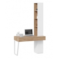 Стол письменный Порто 366/580 с настольным комбинированным шкафом (Белый Жемчуг, Яблоня Беллуно, Белый софт)
